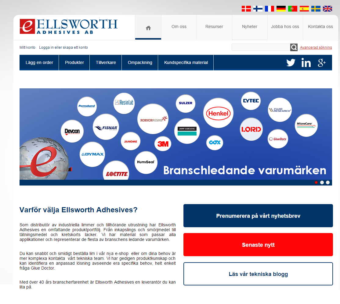 New website for Ellsworth Adhesives AB Ellsworth Adhesives Ireland
